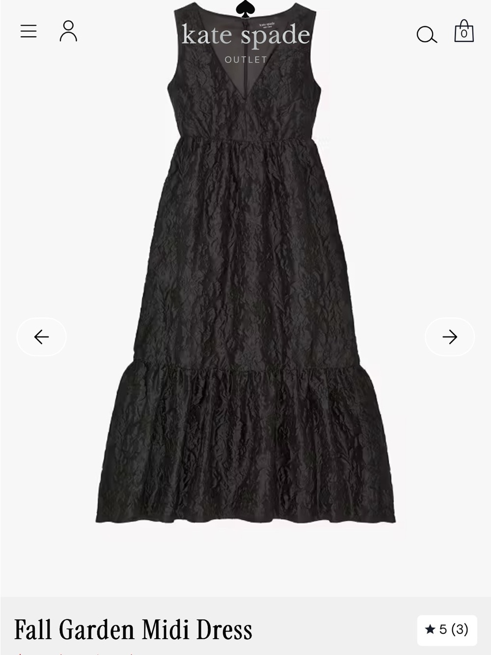 kate spade Black Textured V-Neck Midi Dress